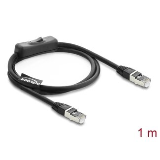 DeLOCK Delock RJ45 Kabel Stecker zu Stecker mit Schalter Cat.6 F/UTP 1 m - Netzwerkumschaltung schwarz