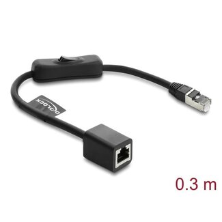 DeLOCK Delock RJ45 Kabel Stecker zu Buchse mit Schalter Cat.6 F/UTP 0,3 m - Netzwerkumschalter schwarz