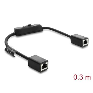 DeLOCK Delock RJ45 Kabel Kupplung mit Schalter Cat.6 F/UTP 0,3 m - Netzwerkumschaltung schwarz