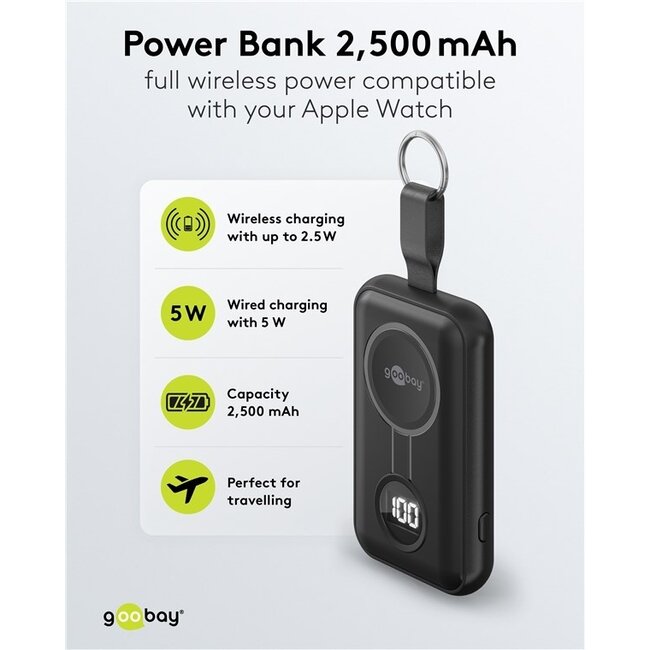 Goobay Kabellose Powerbank für Apple Watch 2.500 mAh