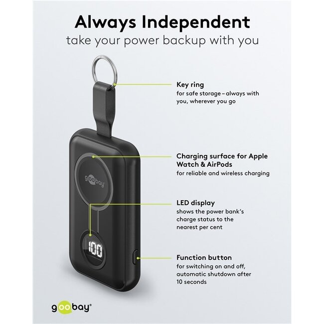 Goobay Kabellose Powerbank für Apple Watch 2.500 mAh
