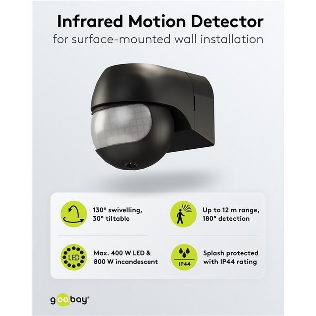 Goobay Bewegungsmelder, neig- und schwenkbar, schwarz