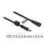 Delock DC Verlängerungskabel 5,5 x 2,5 mm Stecker auf Buchse mit Schraubkappe M12 x 1,75 mm wasserdicht 18 AWG 0,5 m schwarz