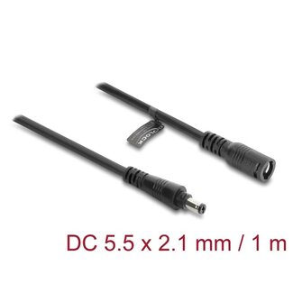 DeLOCK Delock DC-Verlängerungskabel 5,5 x 2,1 mm Stecker auf Buchse mit Bajonettverschluss 18 AWG 1 m schwarz