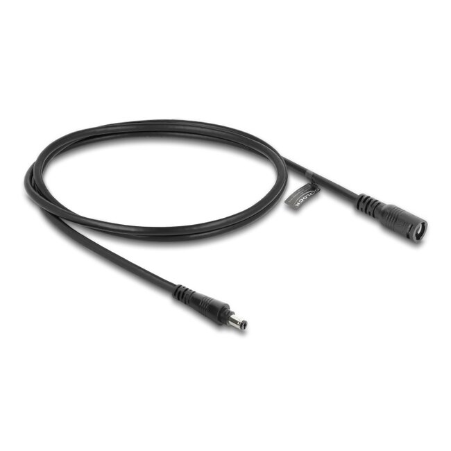 Delock DC-Verlängerungskabel 5,5 x 2,1 mm Stecker auf Buchse mit Bajonettverschluss 18 AWG 1 m schwarz