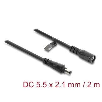 DeLOCK Delock DC-Verlängerungskabel 5,5 x 2,1 mm Stecker auf Buchse mit Bajonettverschluss 18 AWG 2 m schwarz