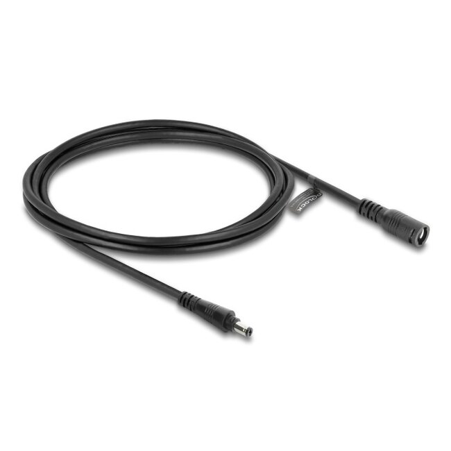 Delock DC-Verlängerungskabel 5,5 x 2,1 mm Stecker auf Buchse mit Bajonettverschluss 18 AWG 2 m schwarz