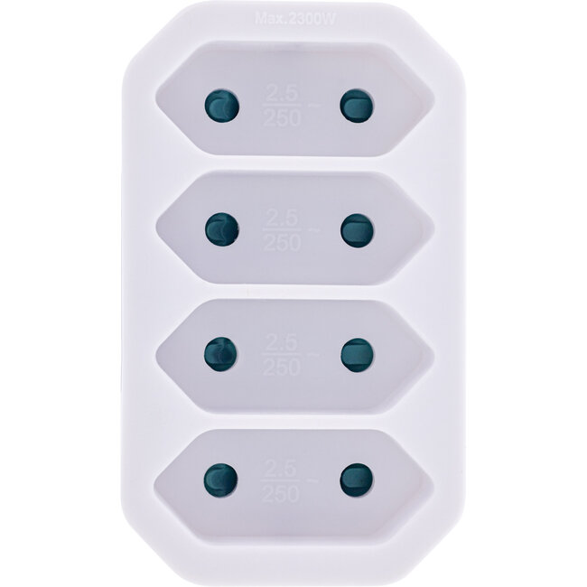 InLine® Steckdosenadapter, Randstecker auf 4x Euro-Steckdose, weiß