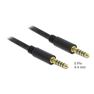 DeLOCK 4,4mm Klinkenkabel | Balanced Stereo (5-polig) | AWG24 | Vergoldet | 2 Meter