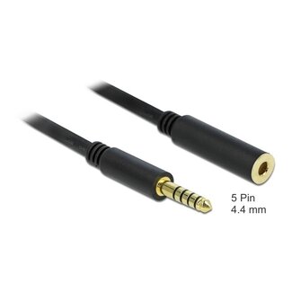 DeLOCK 4,4mm Klinkenverlängerung | Balanced Stereo (5-polig) | AWG24 | Vergoldet | 0,50 m