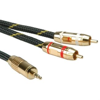 Roline Roline Gold 3,5mm Klinke auf Cinch Kabel | Nylon | 5 Meter