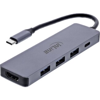 InLine InLine USB-C auf HDMI 4K 60Hz, USB-A & USB-C PD 100W Adapter | Aluminium | 0,10 m