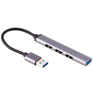 S-Impuls USB-Hub (USB-A) | 4x USB-A | USB2.0/3.0 | schlankes Design | Aluminium | 0,10 m