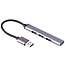 USB-Hub (USB-A) | 4x USB-A | USB2.0/3.0 | schlankes Design | Aluminium | 0,10 m
