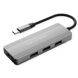 Value USB-C Hub | 4x USB-A | USB 3.0 5 Gbps | Aluminium | 0,10 m