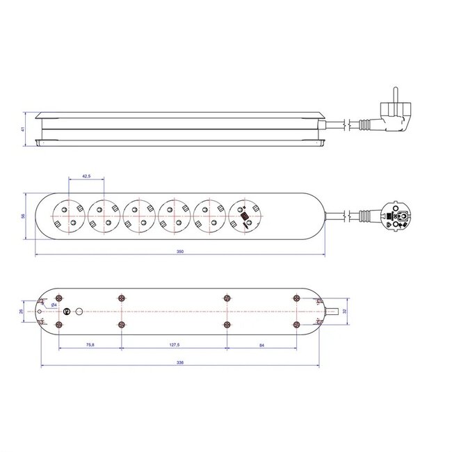 Bachmann Smart Steckdosenleiste ohne Kabel | 6 Steckplätze | Weiß