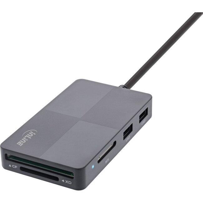 InLine USB-Hub mit Kartenleser (USB-A/USB-C) | 3x USB-A | 5 Kartensteckplätze | USB 3.0 5 Gbps | 0,30 m
