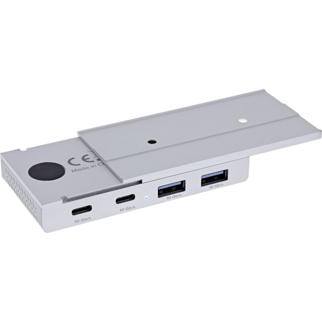 InLine magnetischer USB-Hub (USB-A/USB-C) | 2x USB-C + 2x USB-A | USB 3.1 10 Gbps | Aluminium | 1,5 m