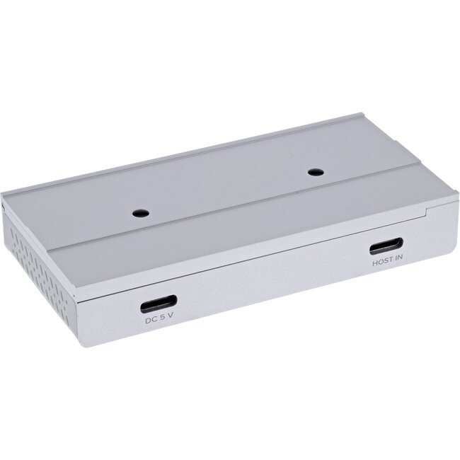 InLine magnetischer USB-Hub (USB-A/USB-C) | 2x USB-C + 2x USB-A | USB 3.1 10 Gbps | Aluminium | 1,5 m