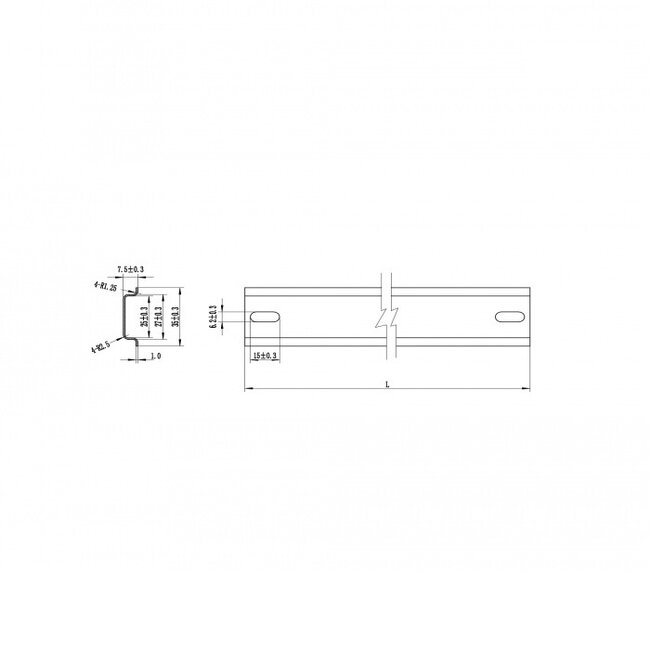 DIN-Schiene | 10 Zoll | 25,4 x 3,5 x 0,75 cm | Stahl