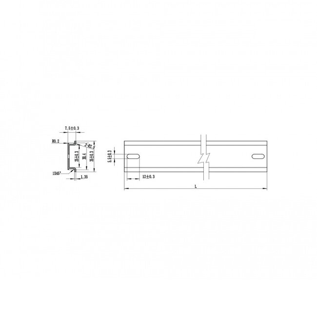 DIN-Schiene | 19 Zoll | 48,2 x 3,5 x 0,75 cm | Aluminium