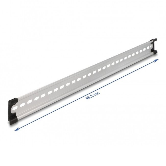 DIN-Schiene mit Schlitzlöchern | 19 Zoll | 48,2 x 3,5 x 0,75 cm | Aluminium