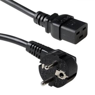 Roline C19 (gerade) - CEE 7/7 (winklig) Stromkabel | 3x1,5mm² | Schwarz | 0,75 m