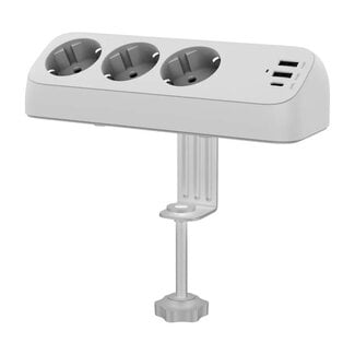 Value Schreibtisch-Steckdosenleiste mit Klemme | 3 Steckplätze | 2x USB-A + 1x USB-C PD 30W | 1,5 m