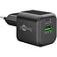 Goobay Nano USB-Ladegerät | USB-C PD + USB-A QC | GaN | 20W | Schwarz