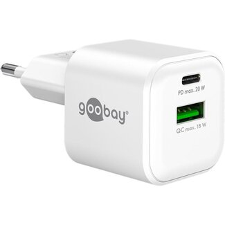 Goobay Goobay Nano USB-Ladegerät | USB-C PD + USB-A QC | GaN | 20W | Weiß