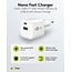 Goobay Nano USB-Ladegerät | USB-C PD + USB-A QC | GaN | 20W | Weiß