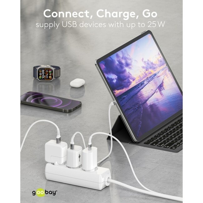 Goobay USB-C PD Ladegerät | GaN | 25W | Weiß