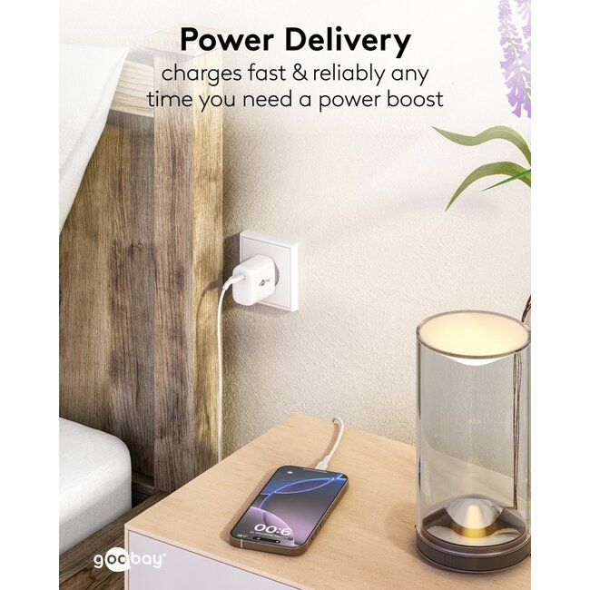 Goobay USB-C PD Ladegerät | GaN | 25W | Weiß