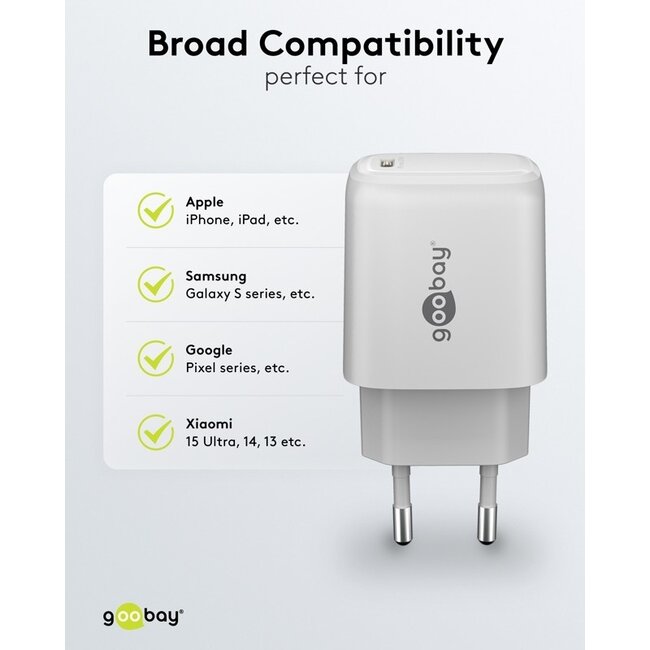 Goobay USB-C PD Ladegerät | GaN | 25W | Weiß