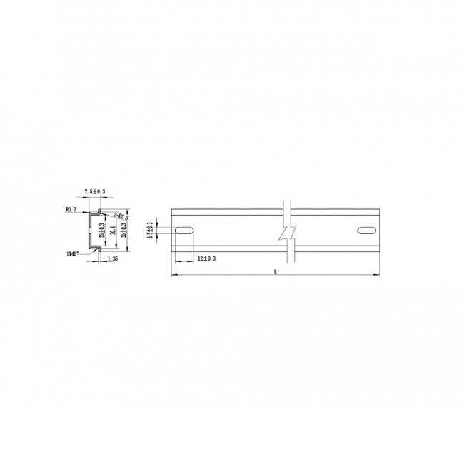 DIN-Schiene | 25 x 3,5 x 0,75 cm | Aluminium