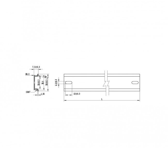 DIN-Schiene | 100 x 3,5 x 0,75 cm | Aluminium