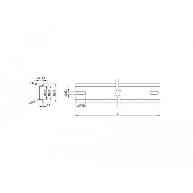 DIN-Schiene | 100 x 3,5 x 0,75 cm | Stahl