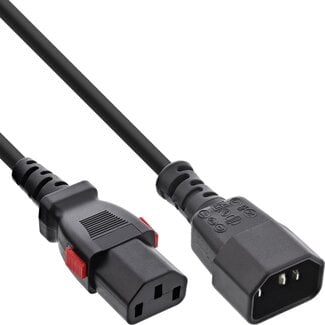 InLine IEC Lock C13-C14 Stromkabel für UPS/PDU | 3x 0,75mm² | Schwarz | 2 Meter