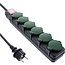 IP44 Outdoor-Steckdosenleiste 6-fach mit Schalter | Schwarz/Grün | 10 Meter