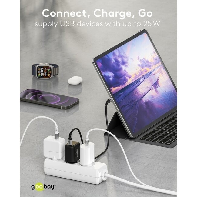 Goobay USB-C PD Ladegerät | GaN | 25W | Schwarz