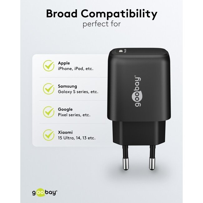 Goobay USB-C PD Ladegerät | GaN | 25W | Schwarz