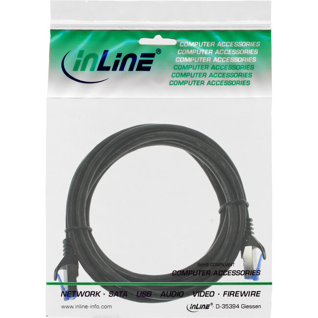 InLine® Patchkabel gepanzert, U/FTP, Cat.6A, schwarz, 2m
