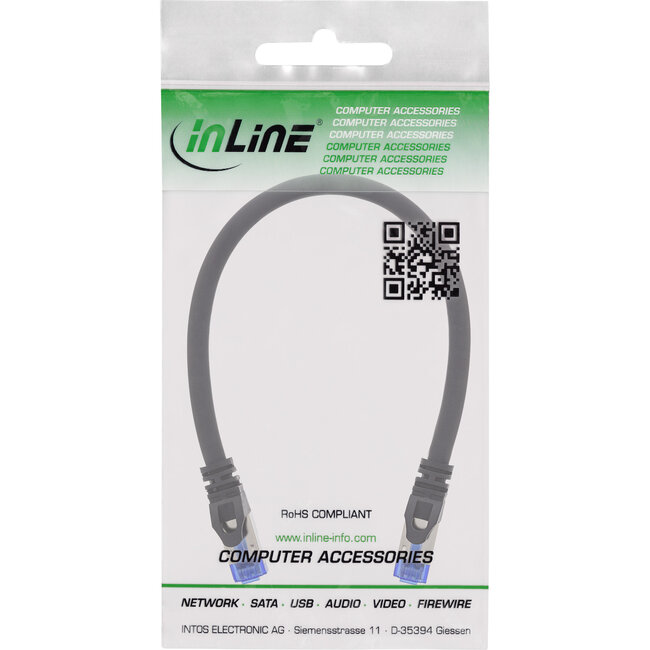 InLine® Patchkabel geschirmt, U/FTP, Cat.6A, schwarz, 0,3m