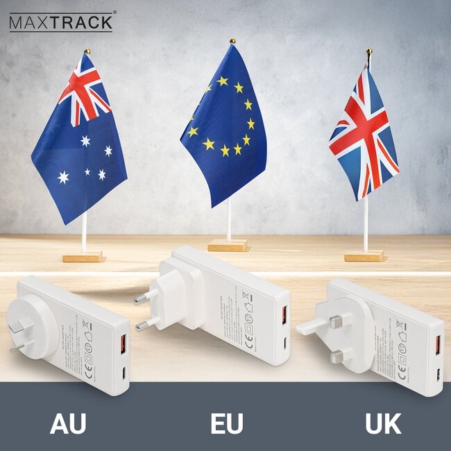 MaxTrack USB Reise-Ladegerät Set | USB-C PD + USB-A QC | GaN | 65W