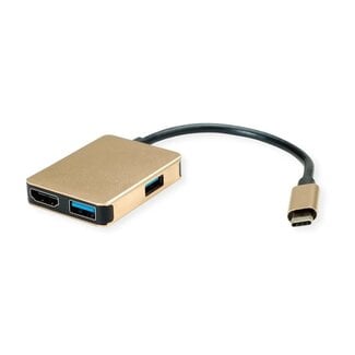 Roline Roline Gold USB-C auf HDMI 4K 30Hz, USB-A & USB-C PD 60W | 0,10 m