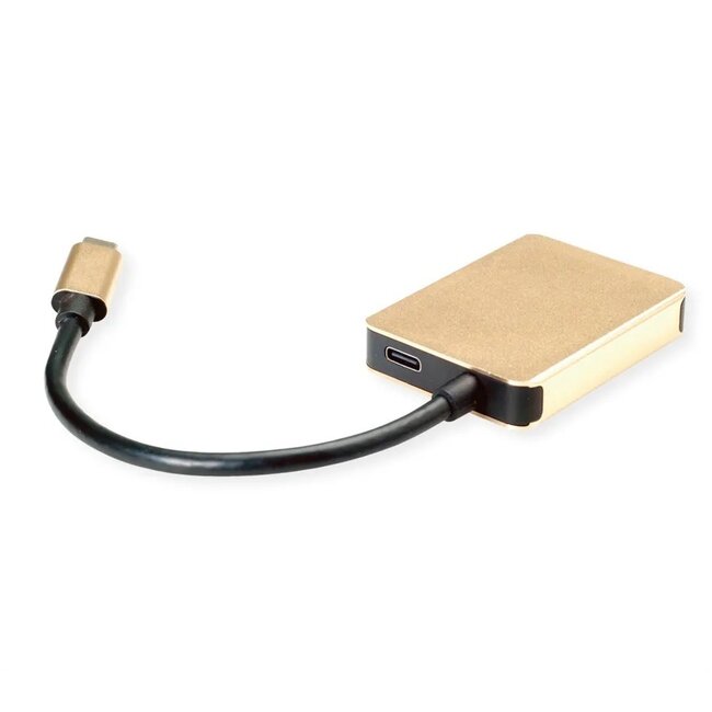 Roline Gold USB-C auf HDMI 4K 30Hz, USB-A & USB-C PD 60W | 0,10 m