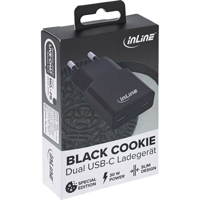 InLine USB-Ladegerät | 2x USB-C PD | GaN | 30W | Schwarz