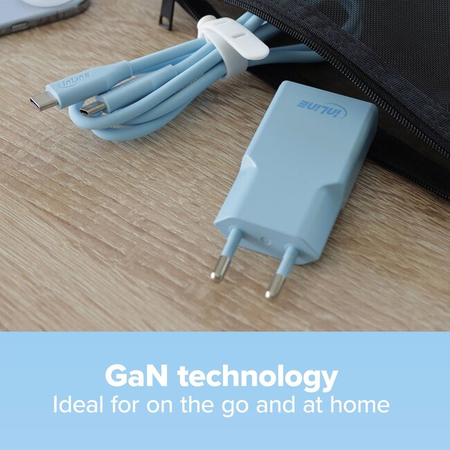InLine USB-Ladegerät | 2x USB-C PD | GaN | 30W | Blau