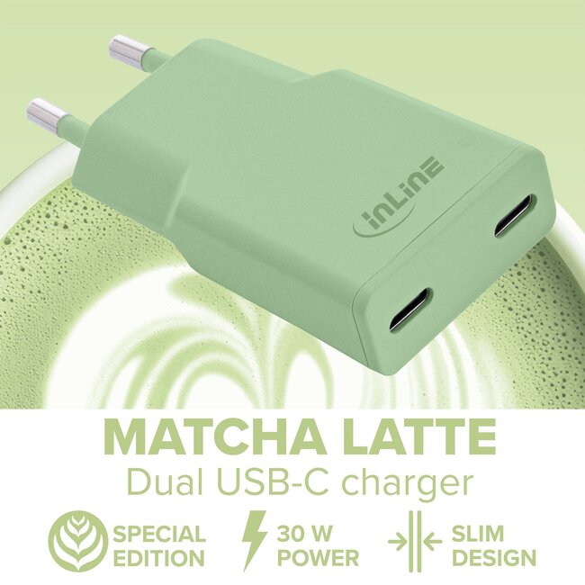 InLine USB-Ladegerät | 2x USB-C PD | GaN | 30W | Grün