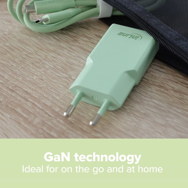 InLine USB-Ladegerät | 2x USB-C PD | GaN | 30W | Grün